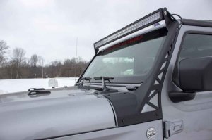 Jeep Wrangler Unlimited JLU Light Mounting Brackets - Windshield - Fishbone Offroad - Black Textured Powder Coat - `18-`27 Jeep Wrangler Unlimited JLU Light Mounting Brackets - Windshield - Fishbone Offroad - Black Textured Powder Coat - `18-`27
